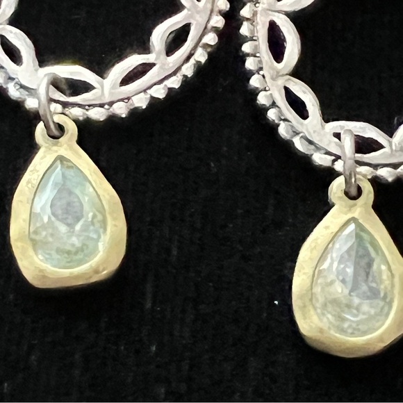 Silpada Sterling Silver CZ and Brass Dangle Earrings Teardrop Wheel W2373 Circle - Picture 8 of 9